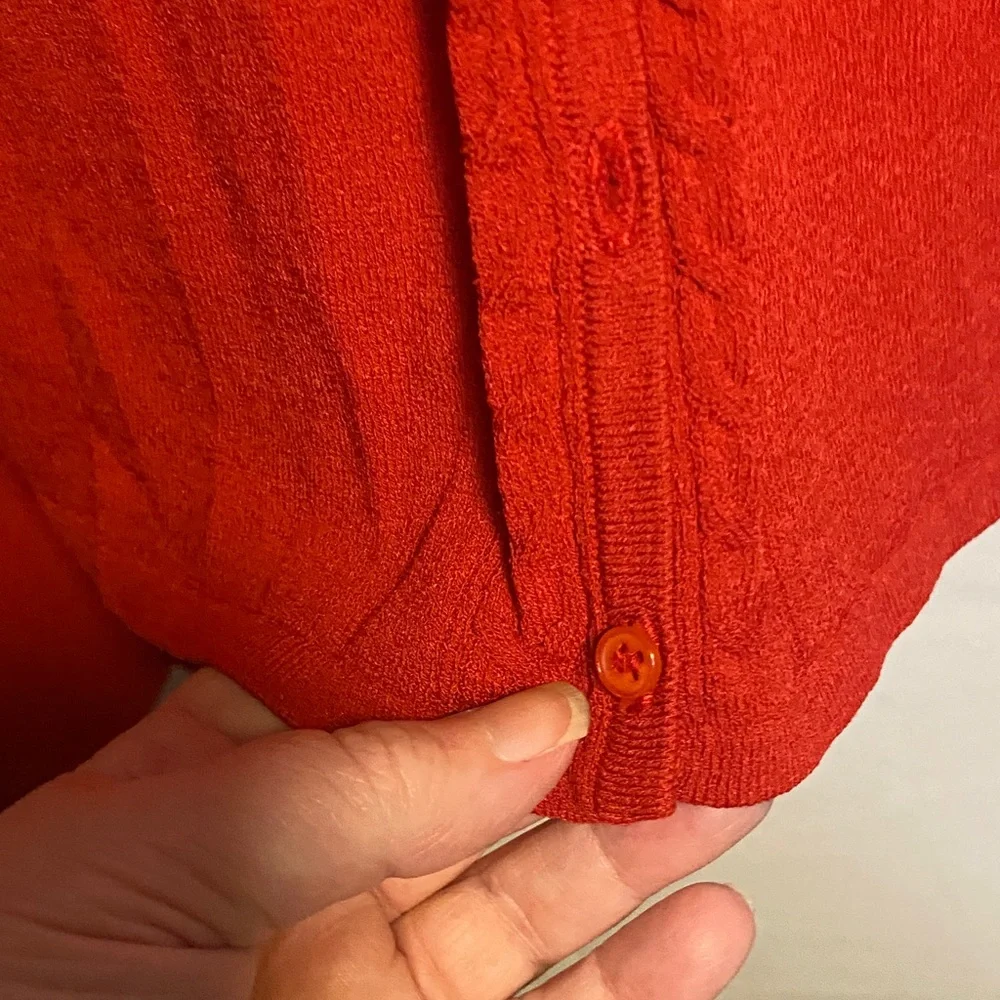 Jones New York Vibrant Red V-Neck Cardigan - Picture 4 of 5